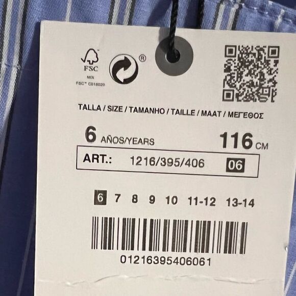 ZARA Kids | Blue | CONTRASTING STRIPED POPLIN SHIRTDRESS - Picture 5 of 5